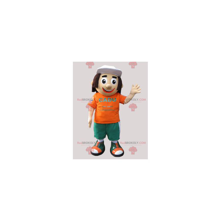 Sneeuwpopmascotte met halflang haar. Reclame mascotte -