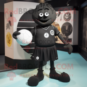 Black Handball Ball mascot costume character dressed with a Playsuit and Cufflinks