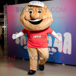 Tan Cupcake mascot costume character dressed with a Joggers and Caps