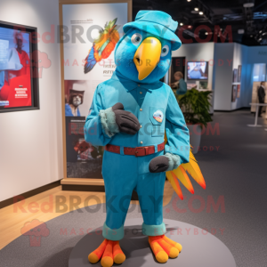 Teal Macaw mascotte kostuum...