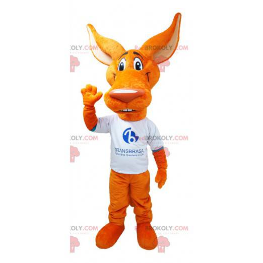 Mascote coiote lobo laranja com orelhas grandes - Redbrokoly.com