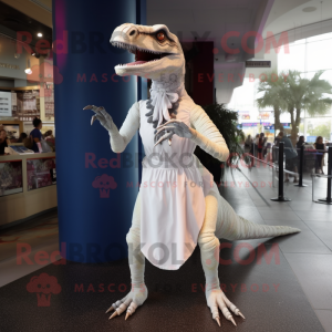 Vit Velociraptor maskot...