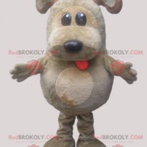 Grå og beige hundemaskot. Plump maskot - Redbrokoly.com