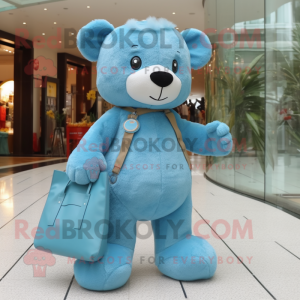 Cyan Teddy Bear maskot...