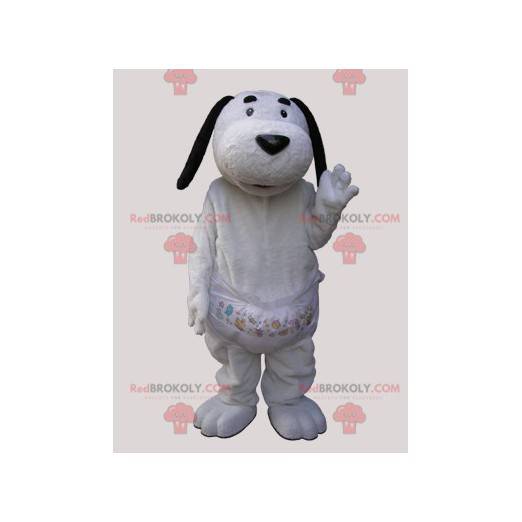 Mascote cachorro branco com orelhas pretas - Redbrokoly.com