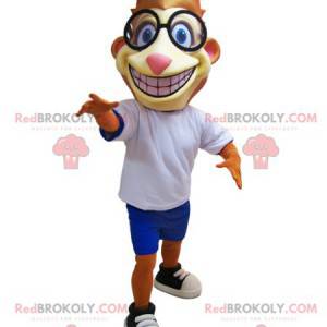 Orange and yellow tiger mascot with glasses - Redbrokoly.com