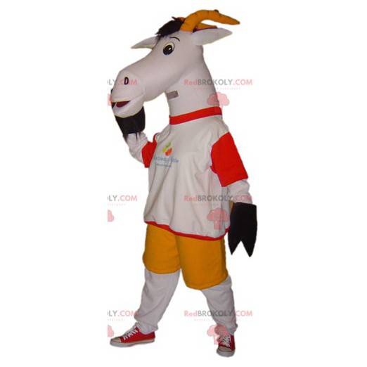 Grå och vit getmaskot. Getmaskot - Redbrokoly.com