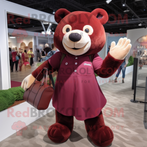 Maroon Bear maskot kostume...