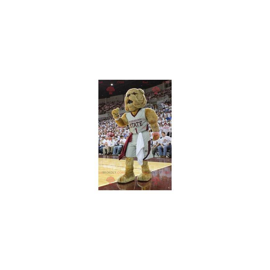 Mascotte bulldog marrone in abiti sportivi - Redbrokoly.com