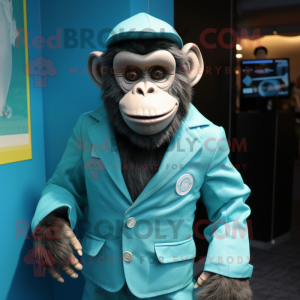 Cyan chimpanse maskot...