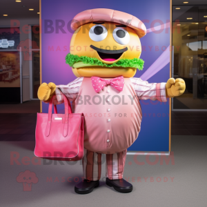 Rosa hamburgermaskotkostyme...