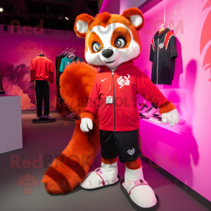 Magenta rød Panda maskot...
