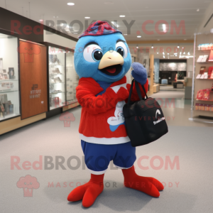 Red Blue Jay maskot kostume...