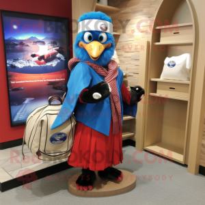 Röd Blue Jay maskot kostym...