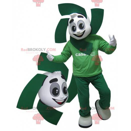 Mascote do boneco de neve branco e verde. Mascote verde -