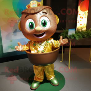 Rust Pot Of Gold mascot costume character dressed with a Romper and Keychains