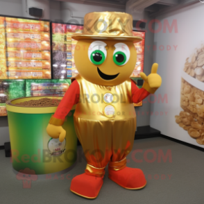 Rust Pot Of Gold mascot costume character dressed with a Romper and Keychains