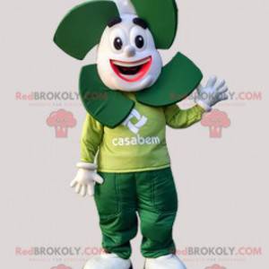 Hvit og grønn snømannmaskot. Casabem maskot - Redbrokoly.com
