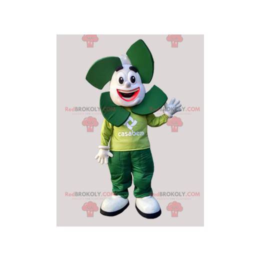 Mascotte de bonhomme blanc et vert. Mascotte Casabem -