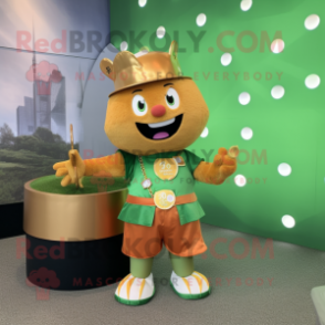 Rust Pot Of Gold mascot costume character dressed with a Romper and Keychains