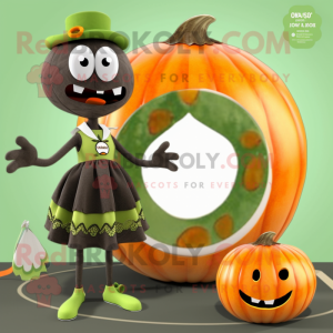 Olive Pumpkin mascot costume character dressed with a Bikini and Rings