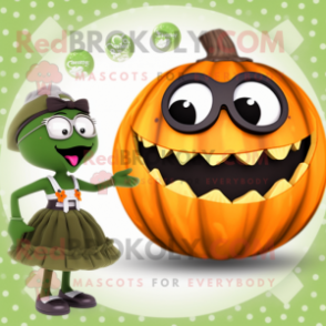 Olive Pumpkin mascot costume character dressed with a Bikini and Rings