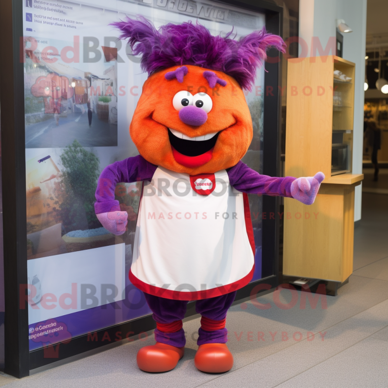 Purple Goulash mascot costume character dressed with a Skirt and Pocket squares Purple Goulash mascot costume character dressed with a Skirt and Pocket squares