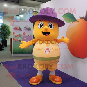 Peach Grape mascot costume character dressed with a Shorts and Hats