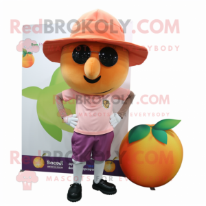 Peach Grape mascot costume character dressed with a Shorts and Hats