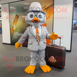 Sølv mandarin maskot drakt...