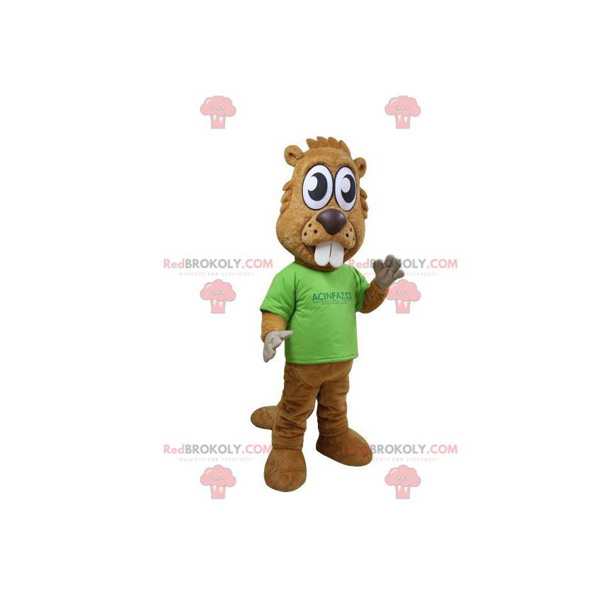 Brown beaver mascot with big teeth and big eyes - Redbrokoly.com