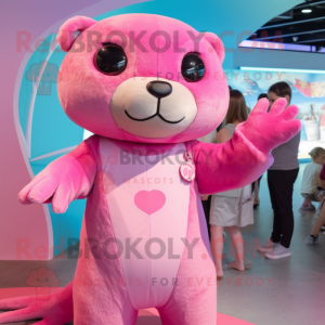 Pink Otter mascotte kostuum...