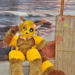 Mascote raposa amarela e marrom