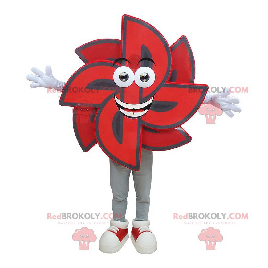 Mascot black and red weather vane. Flower mascot -