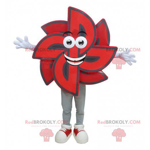 Mascot black and red weather vane. Flower mascot -