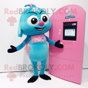 Cyan Pink mascotte kostuum...