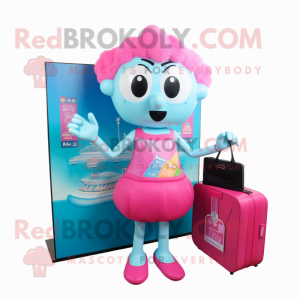 Cyan Pink maskot kostume...