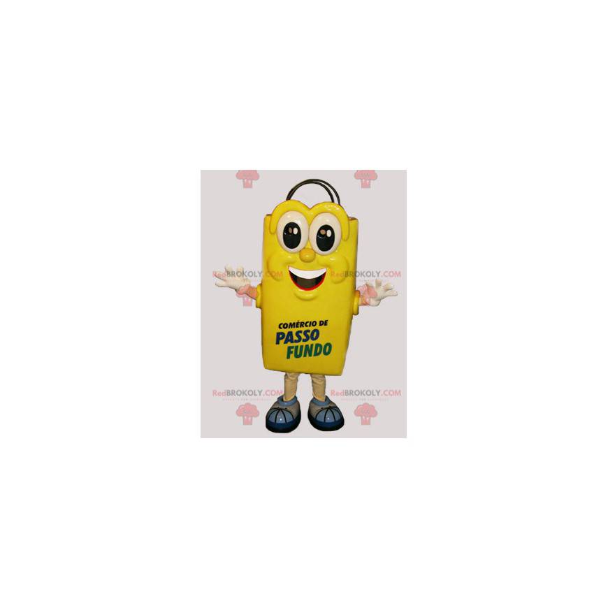 Giant and jovial yellow shopping bag mascot - Redbrokoly.com