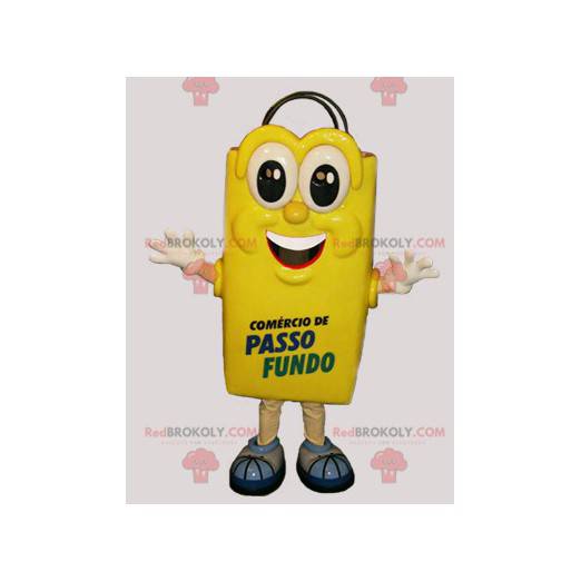 Giant and jovial yellow shopping bag mascot - Redbrokoly.com