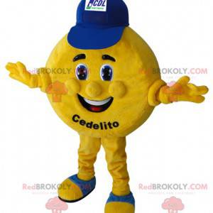 Rund och gul myntmaskot. Cedelito maskot - Redbrokoly.com