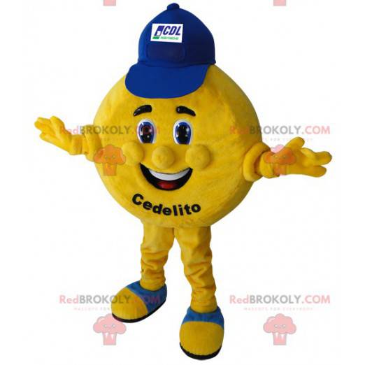 Mascotte de pièce ronde et jaune. Mascotte Cedelito -