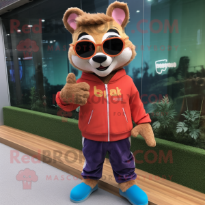 nan Marten mascot costume character dressed with a Sweatshirt and Sunglasses