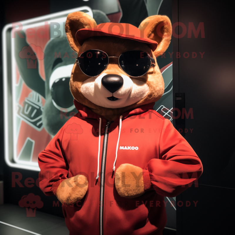 nan Marten mascot costume character dressed with a Sweatshirt and Sunglasses