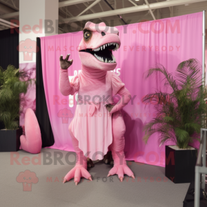 Pink T Rex maskot kostume...