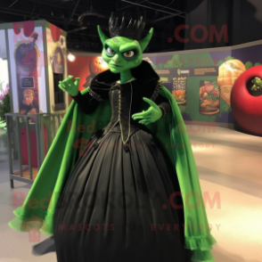 Forest Green Vampire mascot costume character dressed with a Ball Gown and Keychains