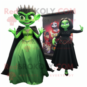 Forest Green Vampire mascot costume character dressed with a Ball Gown and Keychains
