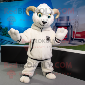 White Ram maskot drakt...