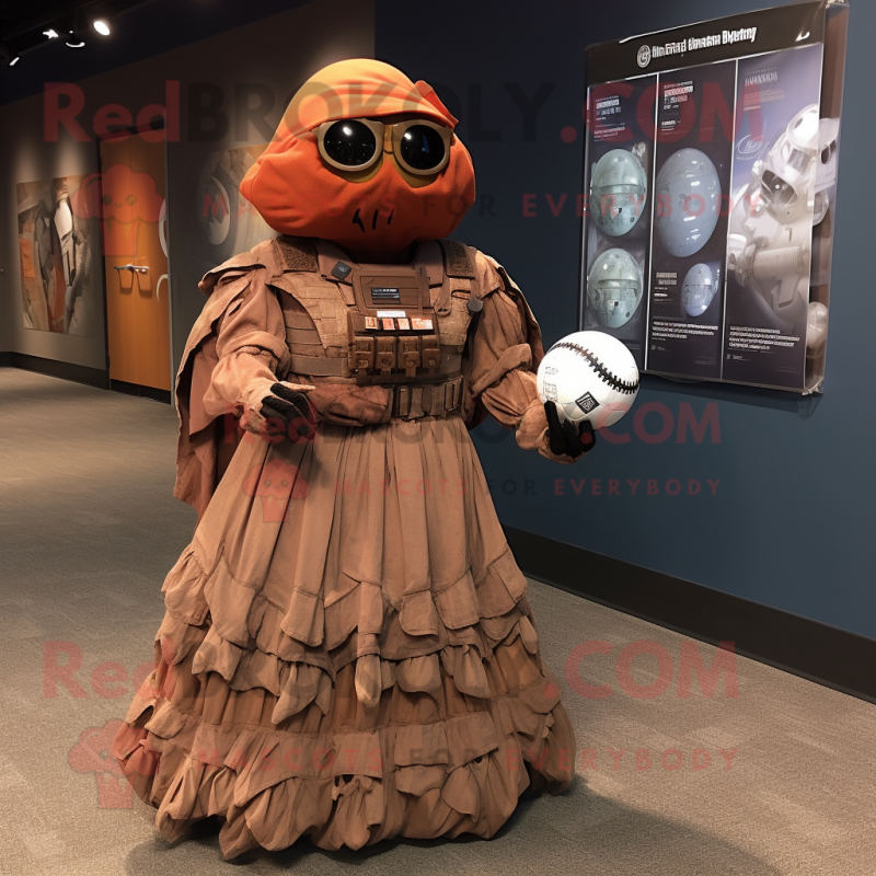 Rust Marine Recon mascot costume character dressed with a Ball Gown and Shawl pins