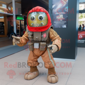 Rust Marine Recon mascot costume character dressed with a Ball Gown and Shawl pins