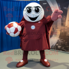 Maroon Handball Ball mascot costume character dressed with a Poplin Shirt and Wraps